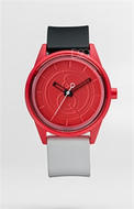 Q&Q高透亚克力镜面红色表面拼色表带时尚SOLAR光能防水手表
